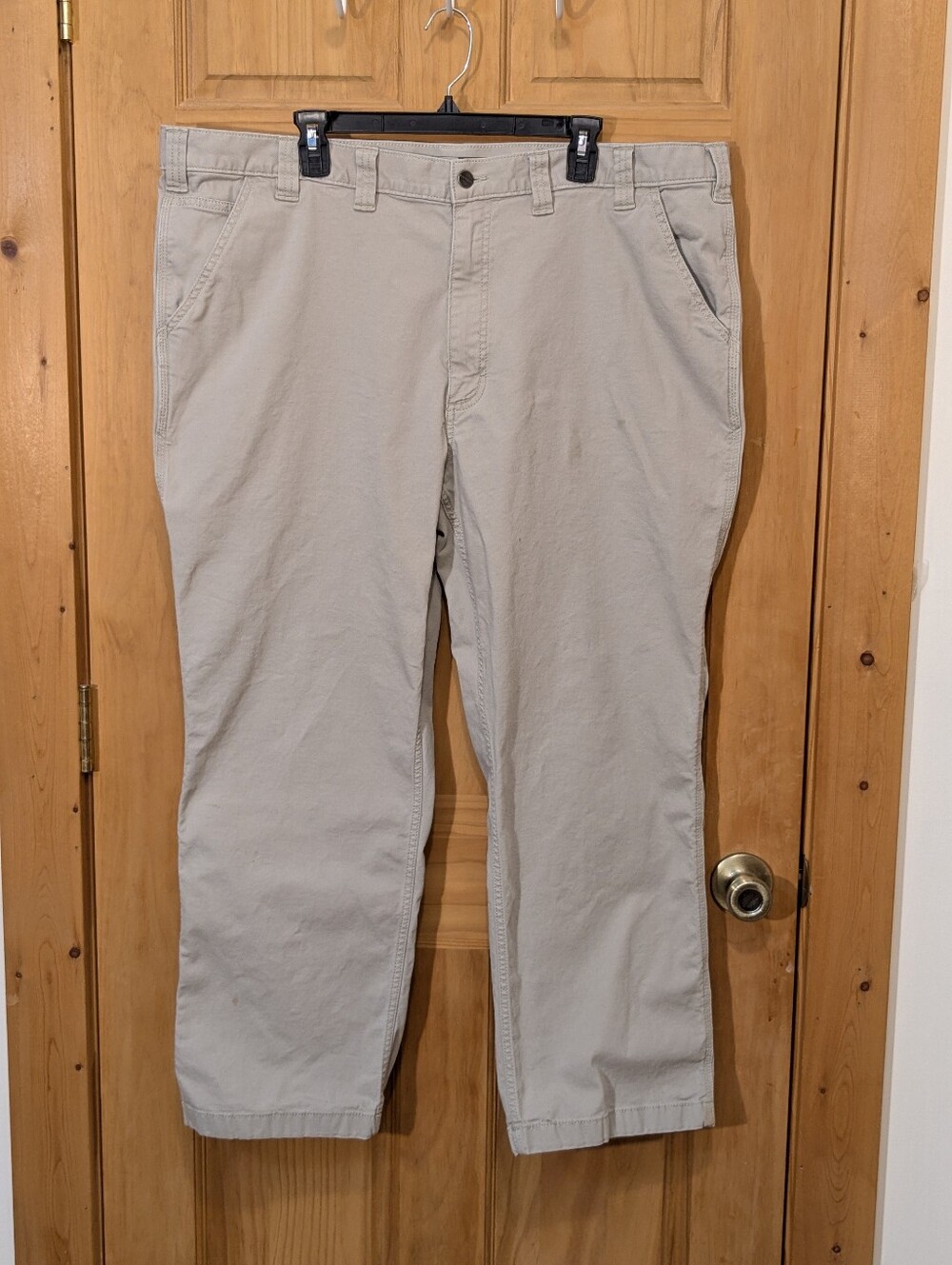 Carhartt Work Pants Rugged Flex Relaxed Fit Canvas Mens 44x28 Beige Utility